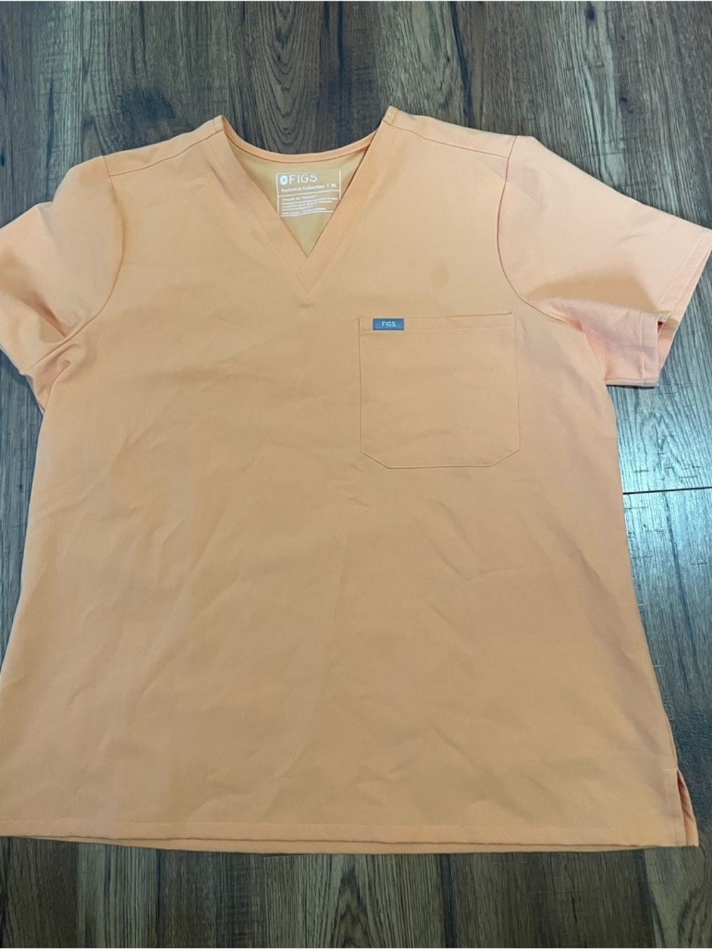 Figs Orange V-Neck Scrub Top